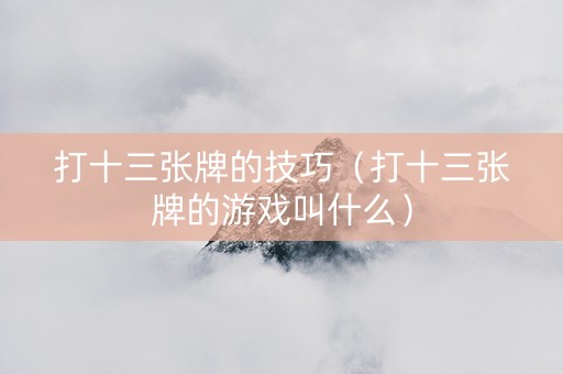 打十三张牌的技巧（打十三张牌的游戏叫什么）