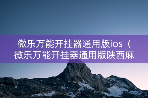 微乐万能开挂器通用版ios（微乐万能开挂器通用版陕西麻将）