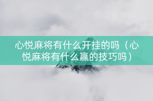 心悦麻将有什么开挂的吗（心悦麻将有什么赢的技巧吗）