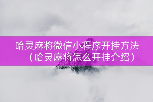 哈灵麻将微信小程序开挂方法（哈灵麻将怎么开挂介绍）