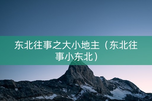 东北往事之大小地主（东北往事小东北）