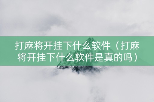 打麻将开挂下什么软件（打麻将开挂下什么软件是真的吗）