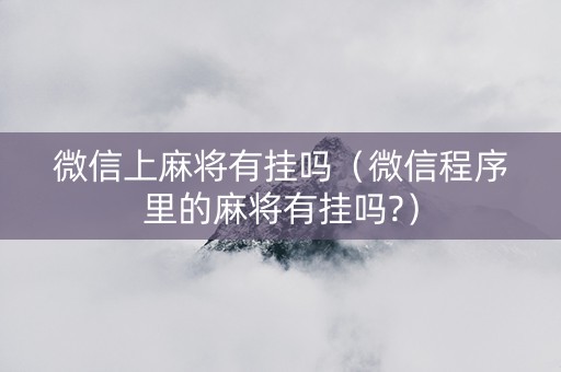 微信上麻将有挂吗（微信程序里的麻将有挂吗?）