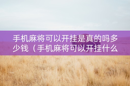 手机麻将可以开挂是真的吗多少钱（手机麻将可以开挂什么意思）