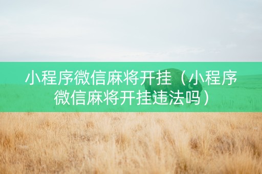 小程序微信麻将开挂（小程序微信麻将开挂违法吗）