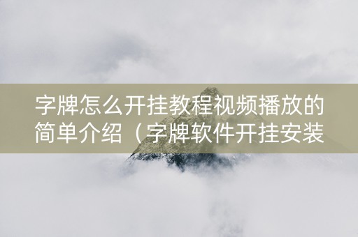 字牌怎么开挂教程视频播放的简单介绍（字牌软件开挂安装管家）