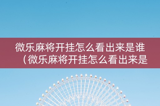 微乐麻将开挂怎么看出来是谁（微乐麻将开挂怎么看出来是谁的）