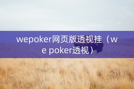 wepoker网页版透视挂（we poker透视）