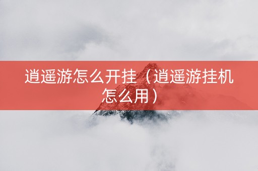 逍遥游怎么开挂（逍遥游挂机怎么用）