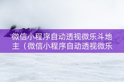 微信小程序自动透视微乐斗地主（微信小程序自动透视微乐斗地主是真的吗）