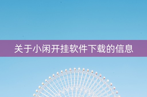 关于小闲开挂软件下载的信息