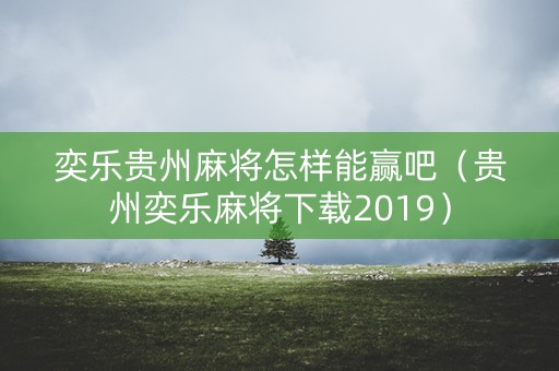 奕乐贵州麻将怎样能赢吧（贵州奕乐麻将下载2019）