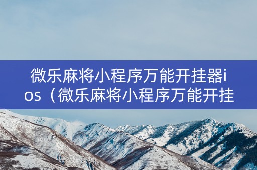 微乐麻将小程序万能开挂器ios（微乐麻将小程序万能开挂器多少钱一个）