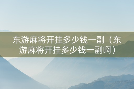 东游麻将开挂多少钱一副（东游麻将开挂多少钱一副啊）