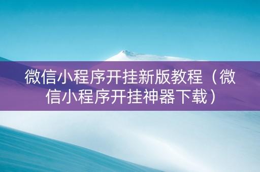 微信小程序开挂新版教程（微信小程序开挂神器下载）