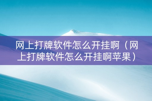 网上打牌软件怎么开挂啊（网上打牌软件怎么开挂啊苹果）