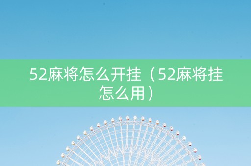 52麻将怎么开挂（52麻将挂怎么用）