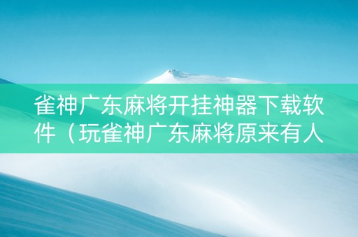 雀神广东麻将开挂神器下载软件（玩雀神广东麻将原来有人用开挂,小心有炸!）