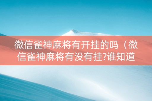 微信雀神麻将有开挂的吗（微信雀神麻将有没有挂?谁知道）