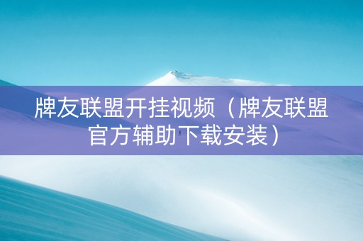 牌友联盟开挂视频（牌友联盟官方辅助下载安装）