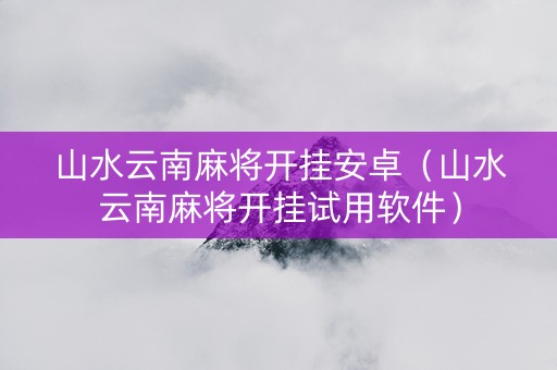 山水云南麻将开挂安卓（山水云南麻将开挂试用软件）