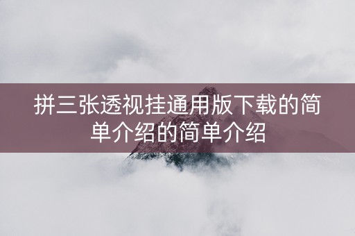 拼三张透视挂通用版下载的简单介绍的简单介绍