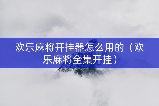 欢乐麻将开挂器怎么用的（欢乐麻将全集开挂）