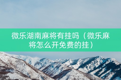 微乐湖南麻将有挂吗（微乐麻将怎么开免费的挂）