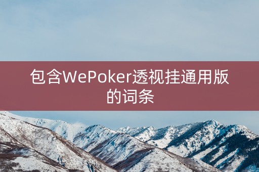 包含WePoker透视挂通用版的词条