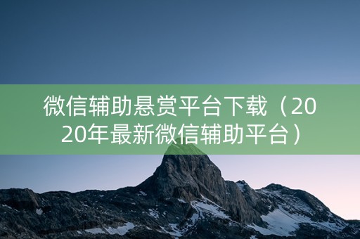 微信辅助悬赏平台下载（2020年最新微信辅助平台）