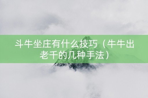 斗牛坐庄有什么技巧（牛牛出老千的几种手法）