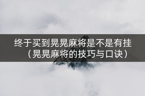 终于买到晃晃麻将是不是有挂（晃晃麻将的技巧与口诀）