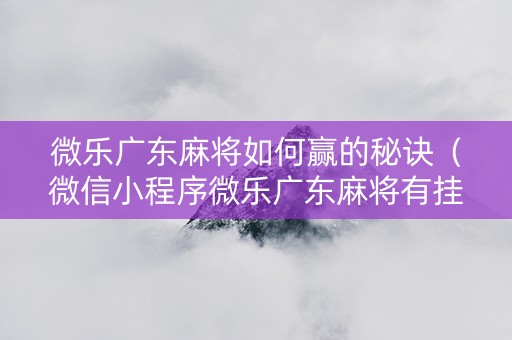 微乐广东麻将如何赢的秘诀（微信小程序微乐广东麻将有挂吗）