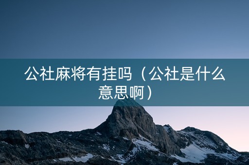 公社麻将有挂吗（公社是什么意思啊）